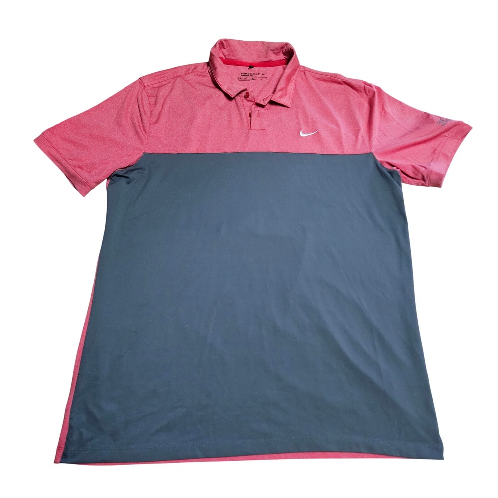 Nike Golf Mens Dri-FIT Colorblock Polo Shirt Red Grey The Homestead 1766 Medium